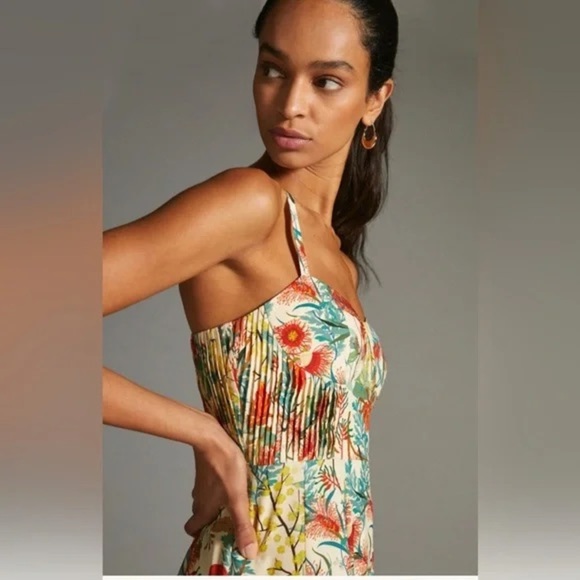 HUTCH X ANTHROPOLOGIE Corset Mixed Floral Leopard Print Maxi Dress Size 6 VGUC - Picture 3 of 9